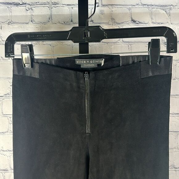 ✨ Alice + Olivia Black Lambskin Suede High-Rise Leggings Size 2 - Picture 8 of 9